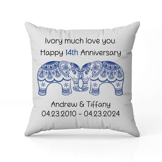 Ivory Much Love You - Personalized 14 Year Anniversary gift For Husband or Wife - Custom Pillow - MyMindfulGifts