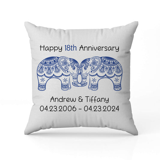 Happy 18th Anniversary - Personalized 18 Year Anniversary gift For Husband or Wife - Custom Pillow - MyMindfulGifts