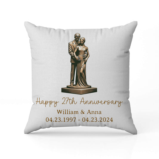 Happy 27th Anniversary - Personalized 27 Year Anniversary gift For Parents or Friends - Custom Pillow - MyMindfulGifts