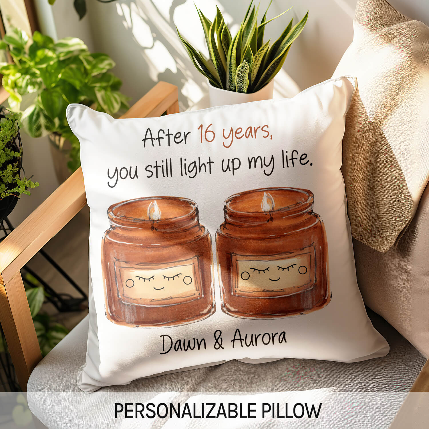 You Still Light Up My Life - Personalized 16 Year Anniversary gift For Husband or Wife - Custom Pillow - MyMindfulGifts