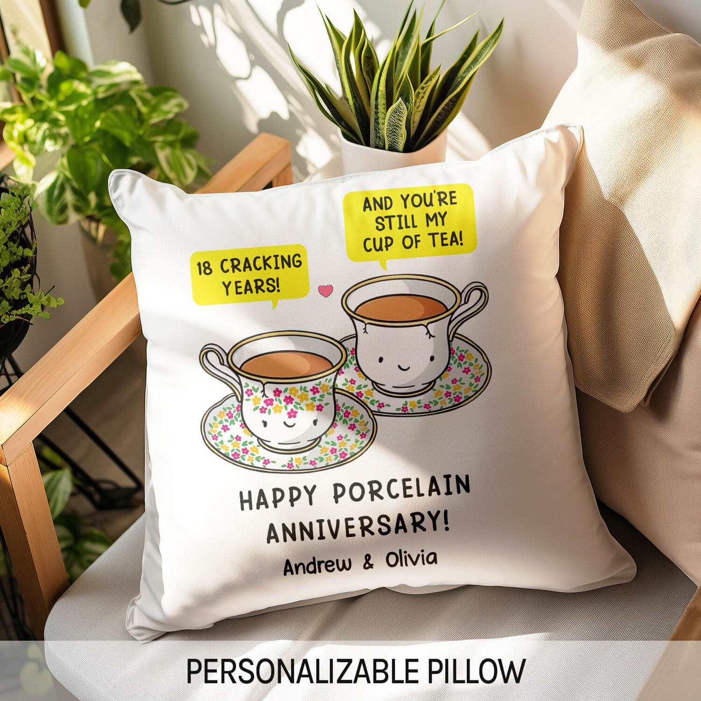 18 Cracking Years - Personalized 18 Year Anniversary gift For Husband or Wife - Custom Pillow - MyMindfulGifts
