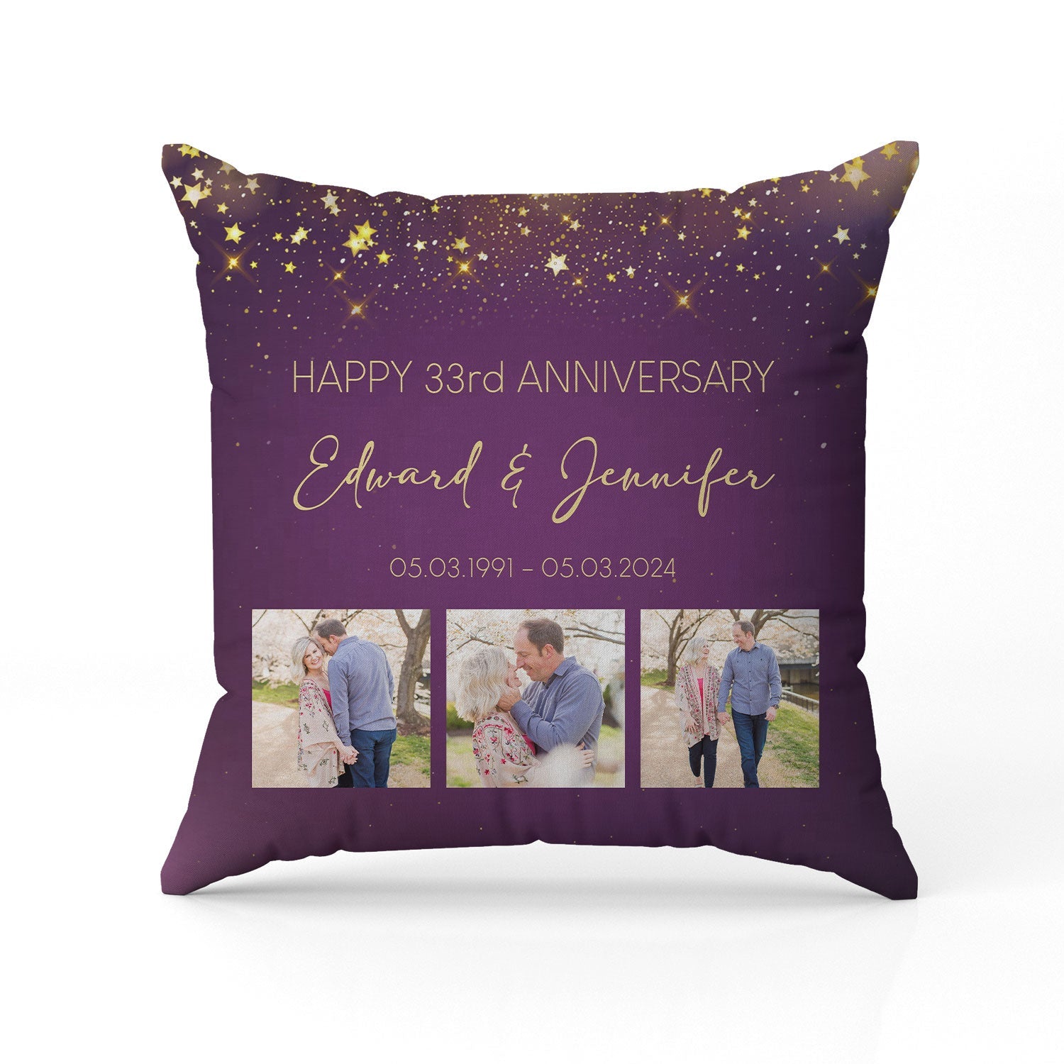 Happy 33rd Anniversary - Personalized 33 Year Anniversary gift For Parents - Custom Pillow - MyMindfulGifts