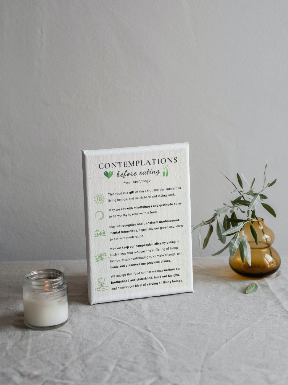 Mindful Eating reminder, Contemplations before eating of Plum Village Digital download