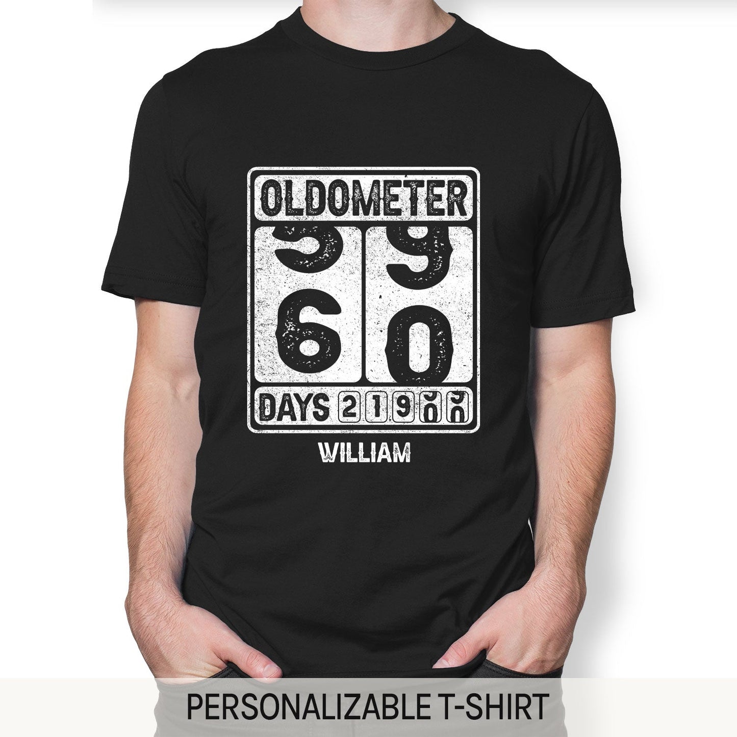 Oldometer - Personalized 60th Birthday gift For 60 Year Old - Custom Tshirt - MyMindfulGifts