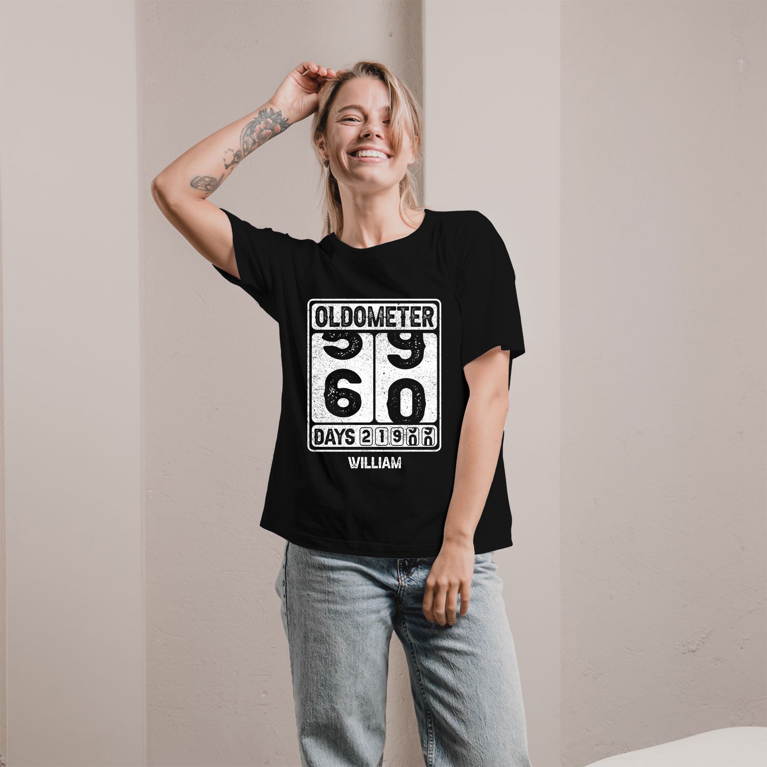 Oldometer - Personalized 60th Birthday gift For 60 Year Old - Custom Tshirt - MyMindfulGifts