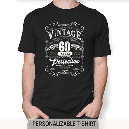 Vintage Aged To Perfection - Personalized 60th Birthday gift For 60 Year Old Men - Custom Tshirt - MyMindfulGifts