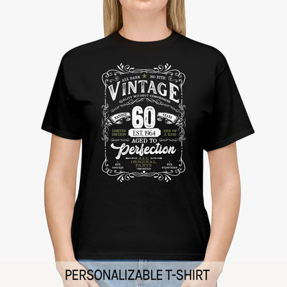 Vintage Aged To Perfection - Personalized 60th Birthday gift For 60 Year Old Men - Custom Tshirt - MyMindfulGifts