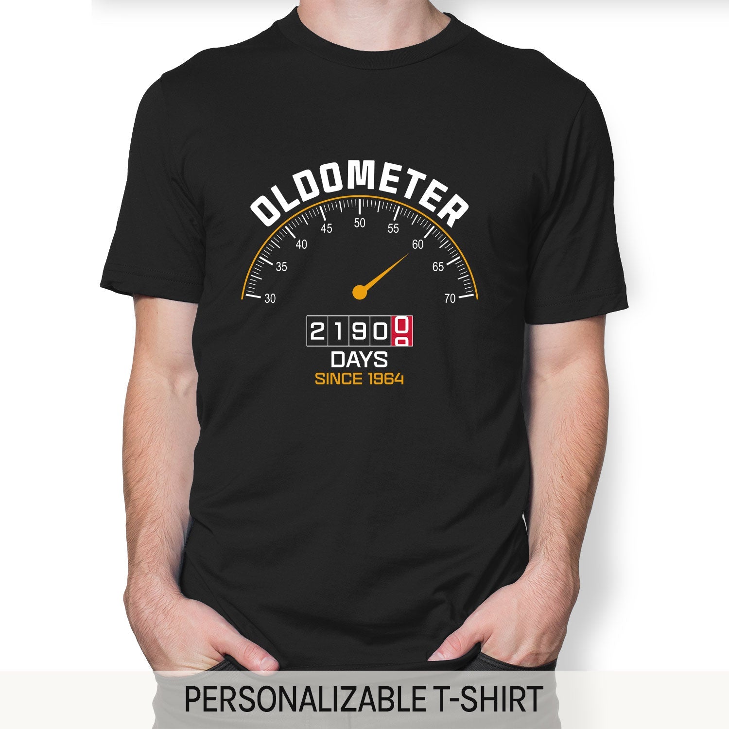 Oldometer - Personalized 60th Birthday gift For 60 Year Old - Custom Tshirt - MyMindfulGifts