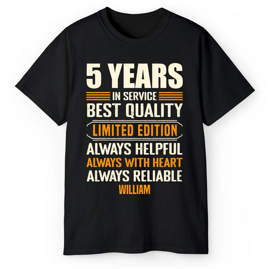 5 Years In Service - Personalized  gift For Coworker or Employee - Custom Tshirt - MyMindfulGifts