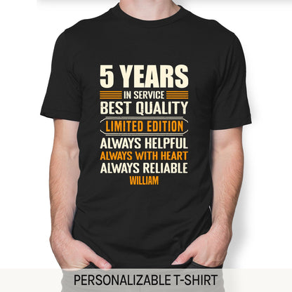 5 Years In Service - Personalized  gift For Coworker or Employee - Custom Tshirt - MyMindfulGifts