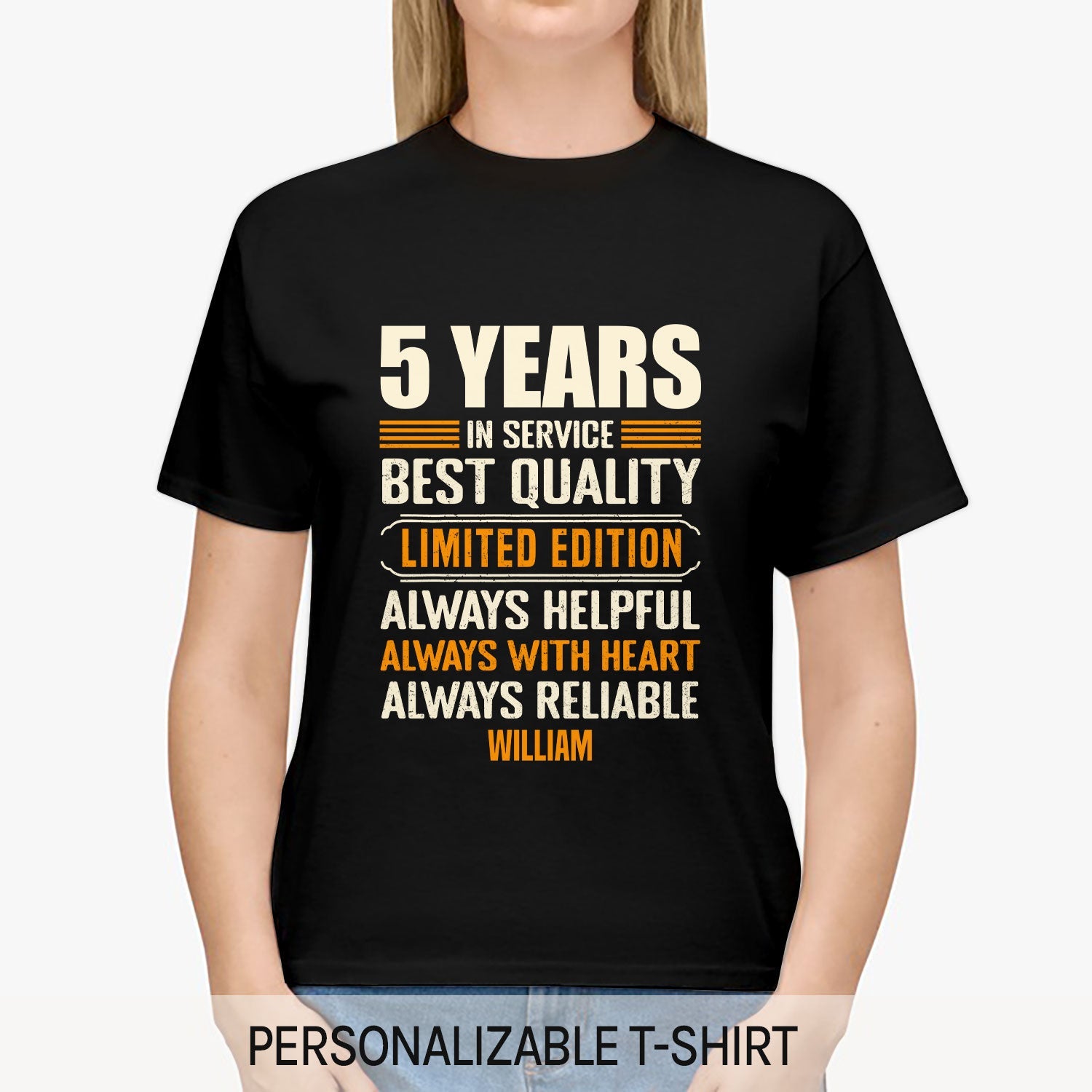 5 Years In Service - Personalized  gift For Coworker or Employee - Custom Tshirt - MyMindfulGifts