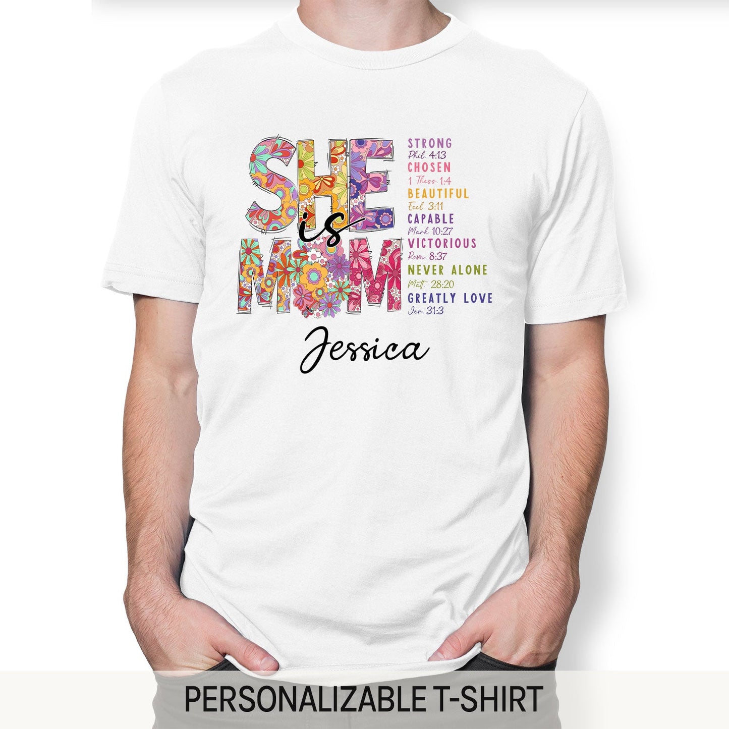 She Is Mom - Personalized  gift For Christian Mom - Custom Tshirt - MyMindfulGifts