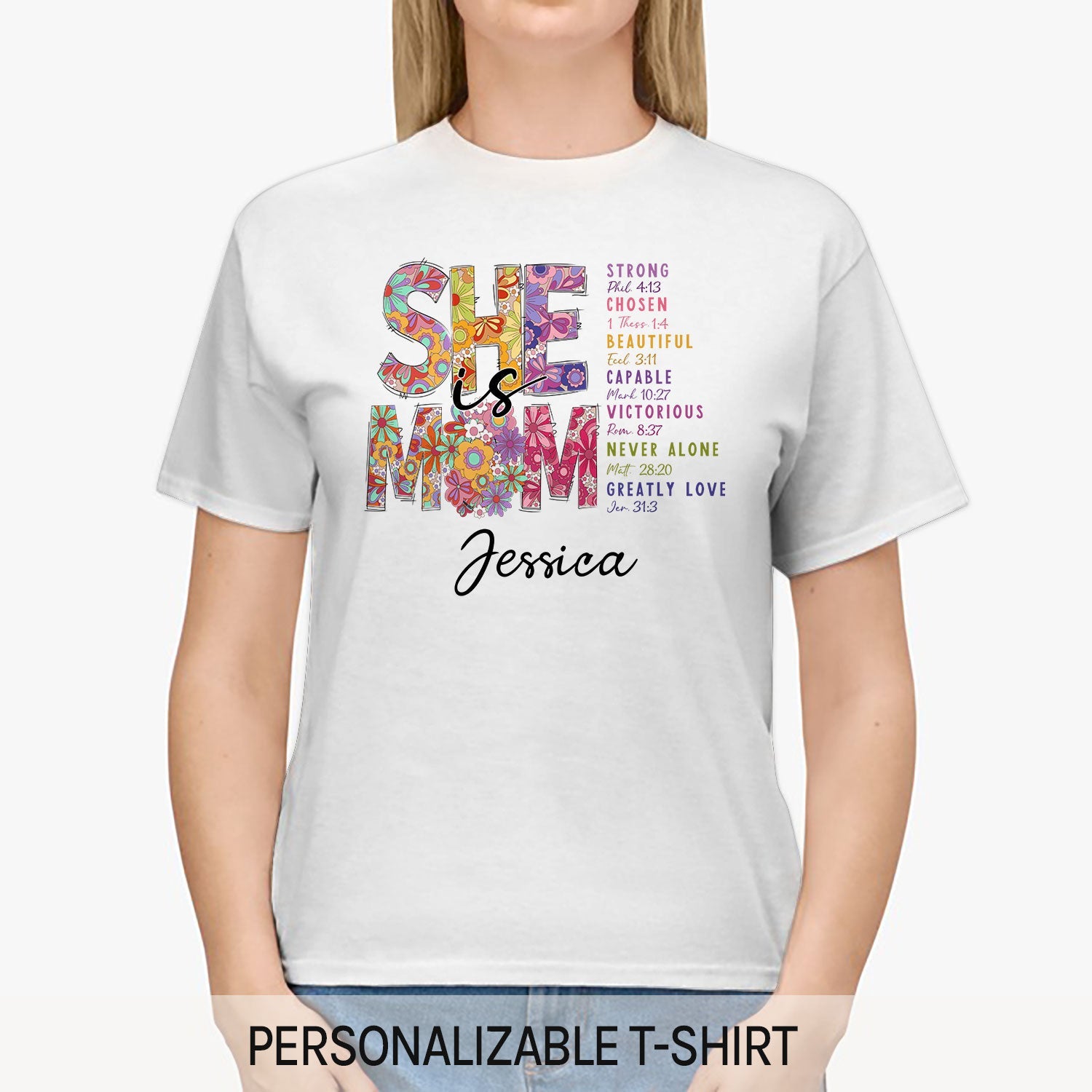 She Is Mom - Personalized  gift For Christian Mom - Custom Tshirt - MyMindfulGifts