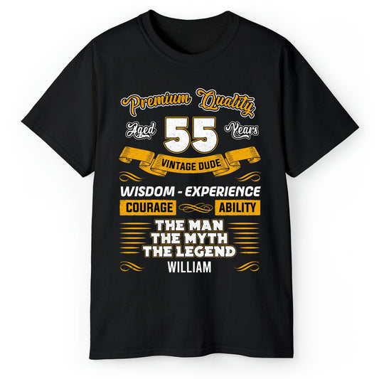 Premium Quality 55 Years - Personalized 55th Birthday gift For 55 Year Old - Custom Tshirt - MyMindfulGifts