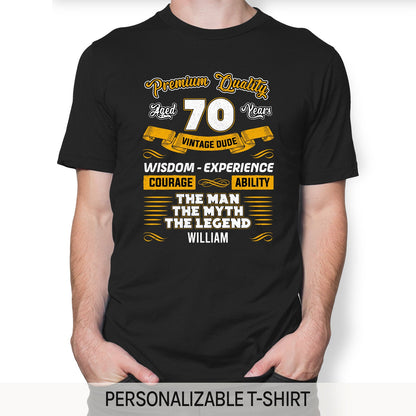 Premium Quality 70 Years - Personalized 70th Birthday gift For 70 Year Old - Custom Tshirt - MyMindfulGifts