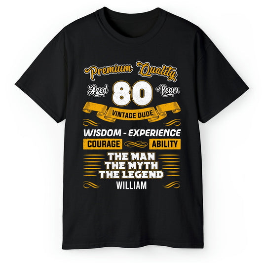 Premium Quality 80 Years - Personalized 80th Birthday gift For 80 Year Old - Custom Tshirt - MyMindfulGifts