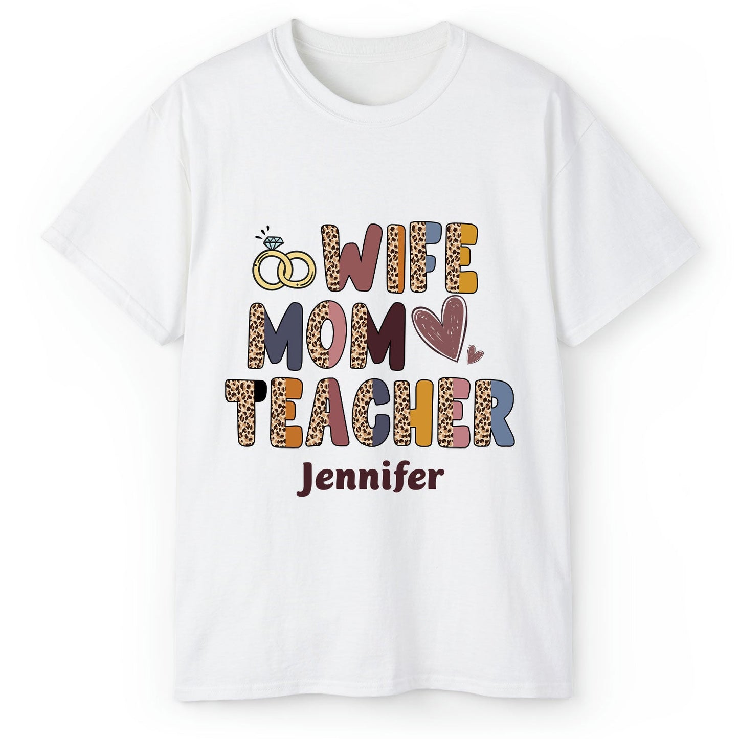 Wife Mom Teacher - Personalized  gift For Mom Teacher - Custom Tshirt - MyMindfulGifts