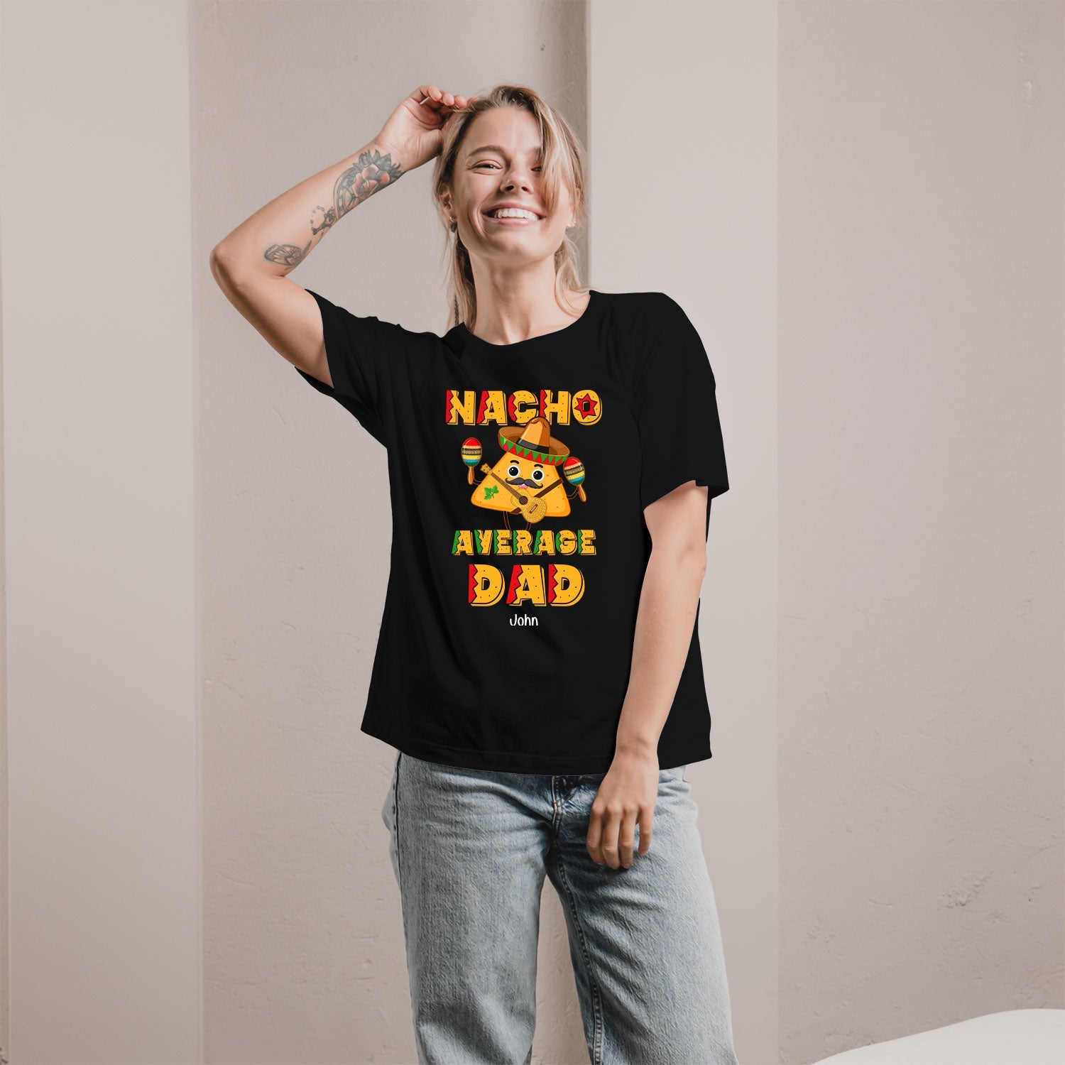 Nacho Average Dad - Personalized  gift For Mexican Dad - Custom Tshirt - MyMindfulGifts