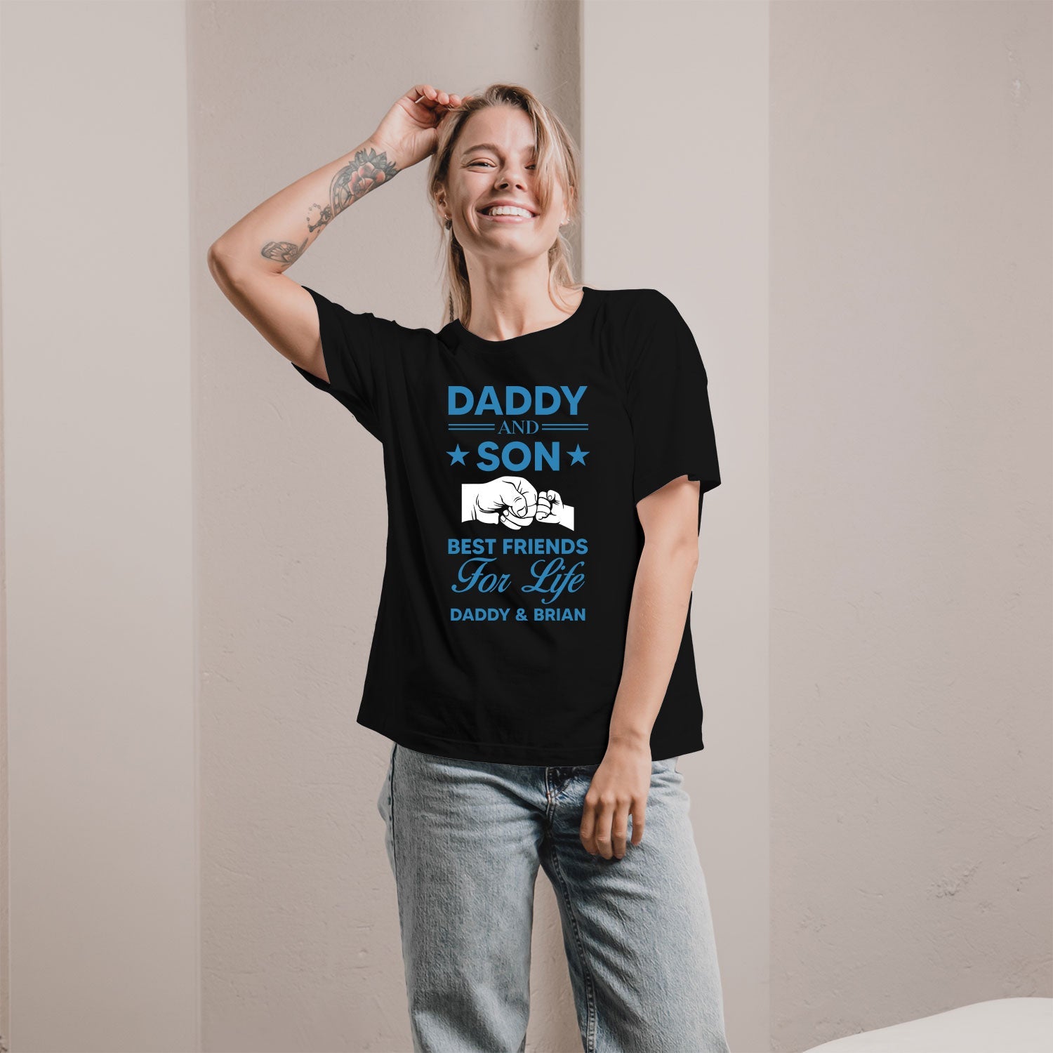 Daddy And Son Best Friends For Life - Personalized  gift Father Son - Custom Tshirt - MyMindfulGifts