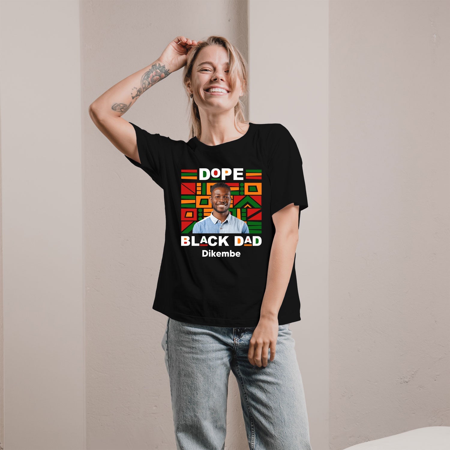 Dope Black Dad - Personalized  gift For Black Dad - Custom Tshirt - MyMindfulGifts