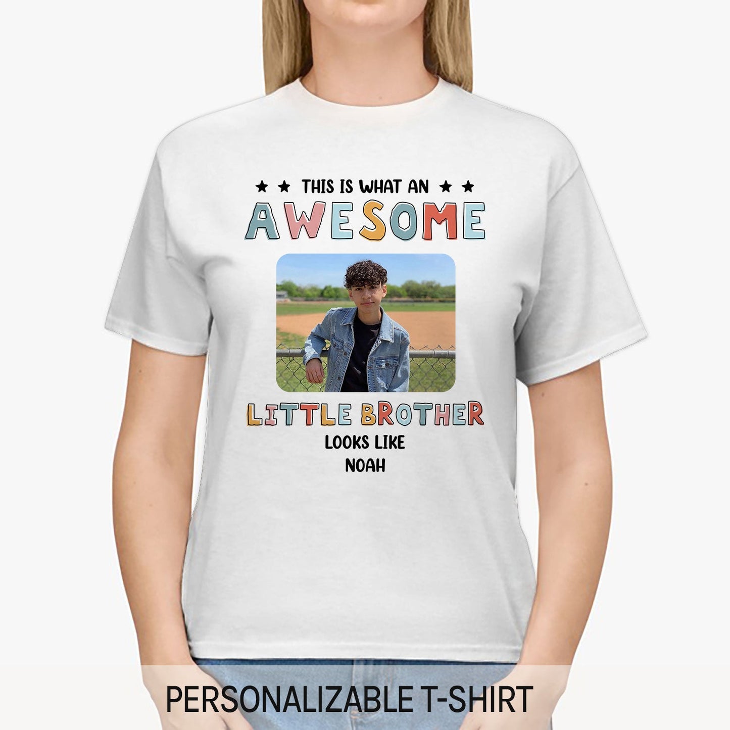 This Is What An Awesome Little Brother Looks Like - Personalized  gift For Little Brother - Custom Tshirt - MyMindfulGifts