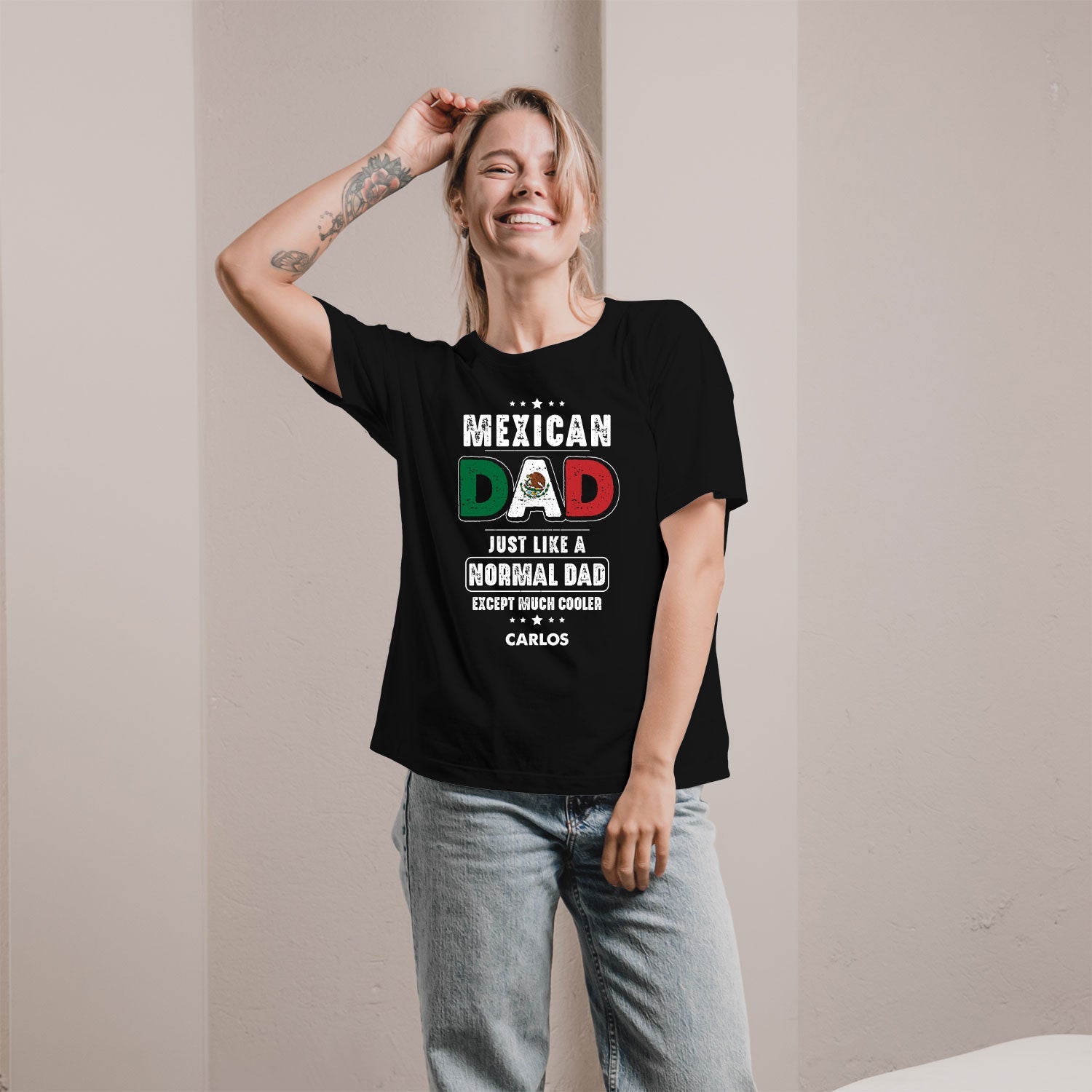 Just Like A Normal Dad Except Much Cooler - Personalized  gift For Mexican Dad - Custom Tshirt - MyMindfulGifts
