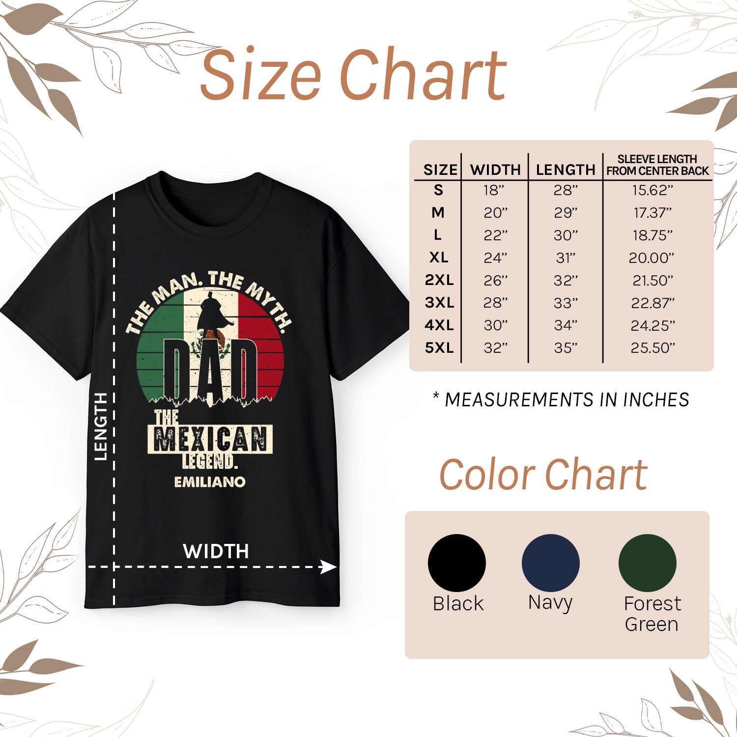 The Man. The Myth. The Mexican Legend. - Personalized  gift For Mexican Dad - Custom Tshirt - MyMindfulGifts