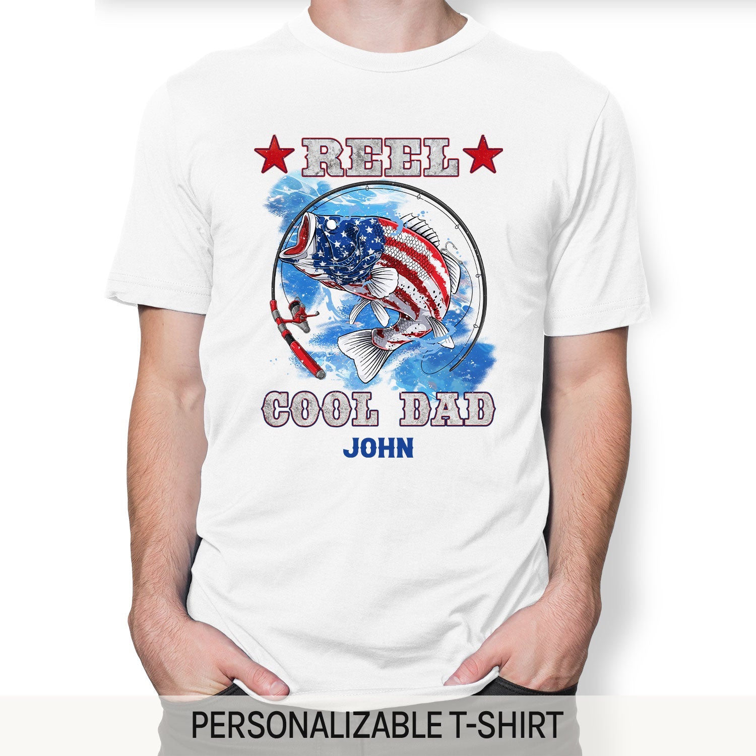 Reel Cool Dad - Personalized  gift For Fisherman Dad - Custom Tshirt - MyMindfulGifts
