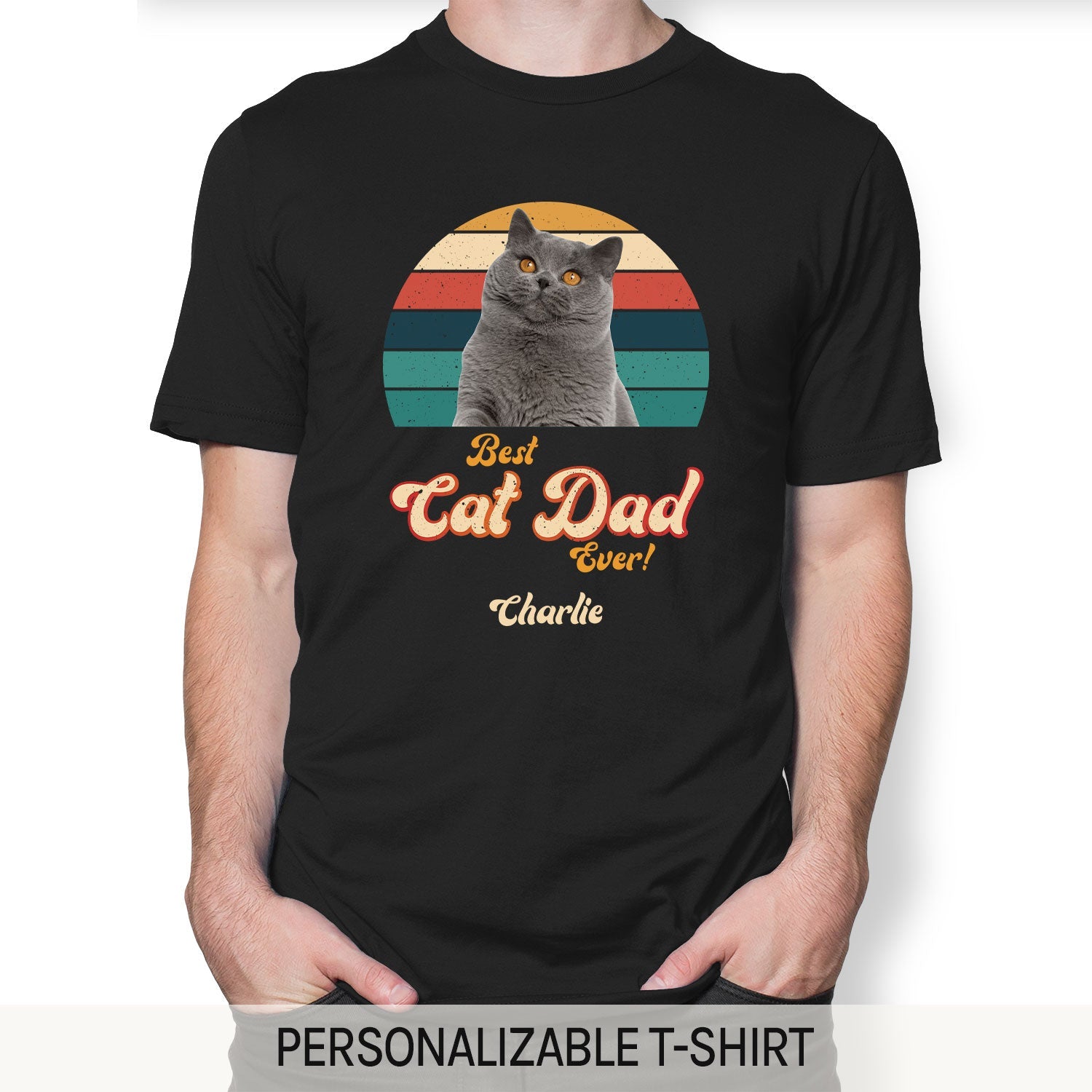 Best Cat Dad Ever - Personalized  gift For Cat Dad - Custom Tshirt - MyMindfulGifts