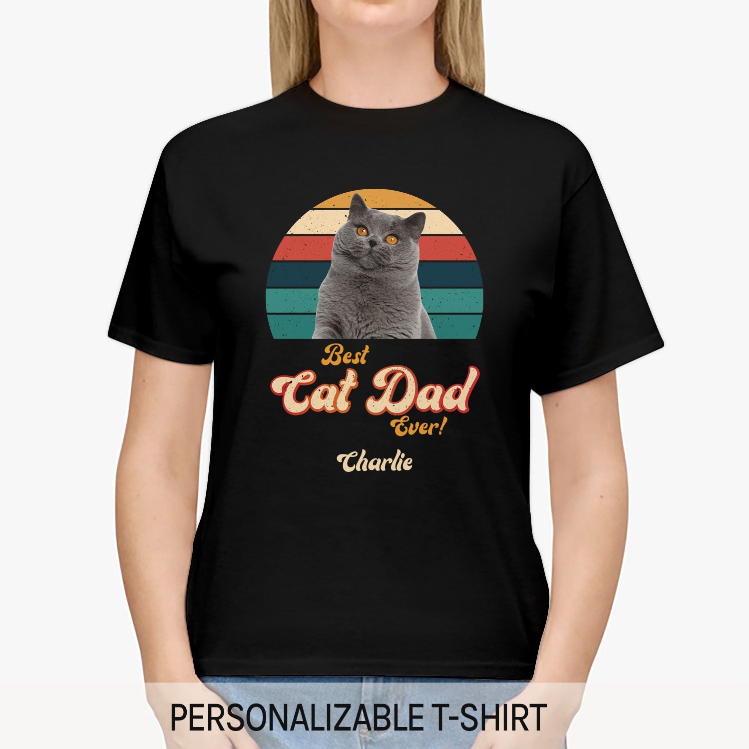 Best Cat Dad Ever - Personalized  gift For Cat Dad - Custom Tshirt - MyMindfulGifts