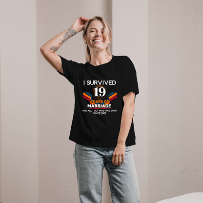 I Survived 19 Years Of Marriage - Personalized 19 Year Anniversary gift For Husband or Wife - Custom Tshirt - MyMindfulGifts