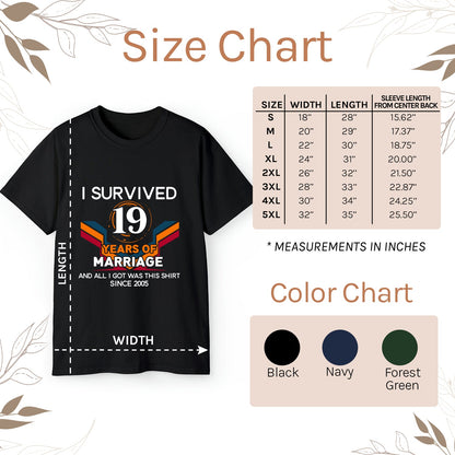 I Survived 19 Years Of Marriage - Personalized 19 Year Anniversary gift For Husband or Wife - Custom Tshirt - MyMindfulGifts
