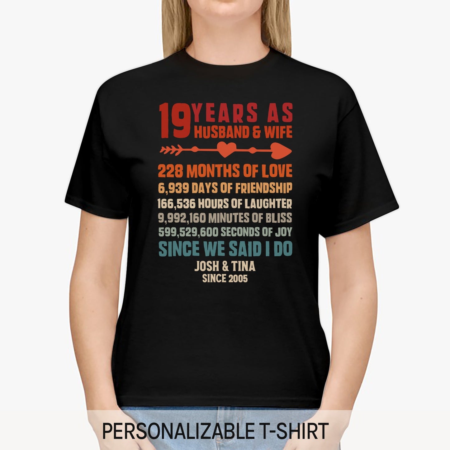 19 Years As Husband & WIfe - Personalized 19 Year Anniversary gift For Husband or Wife - Custom Tshirt - MyMindfulGifts