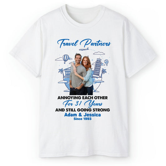 Travel Partners - Personalized 31 Year Anniversary gift For Parents, Husband or Wife - Custom Tshirt - MyMindfulGifts