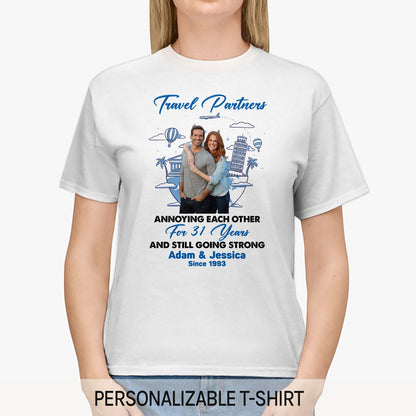 Travel Partners - Personalized 31 Year Anniversary gift For Parents, Husband or Wife - Custom Tshirt - MyMindfulGifts