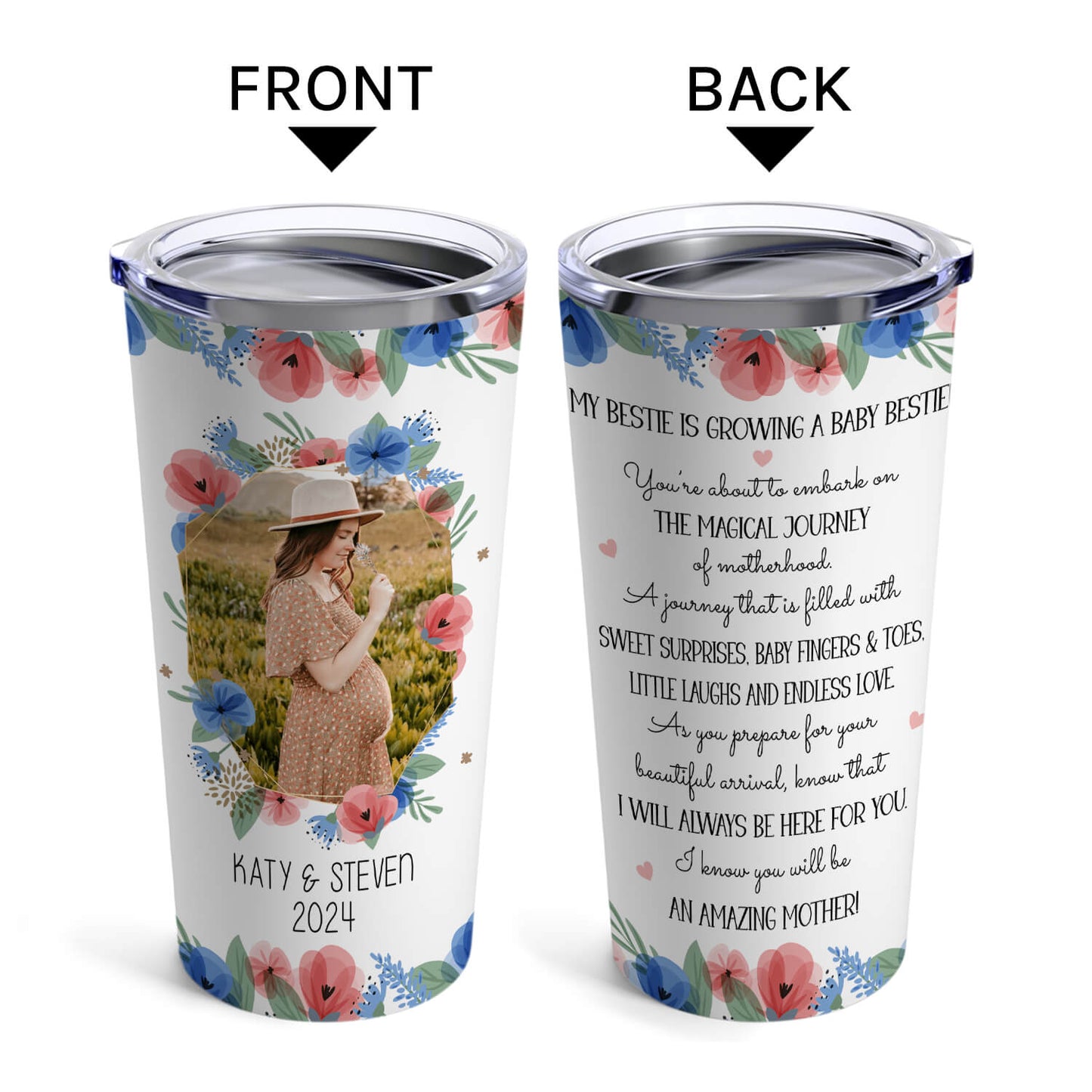 My Bestie Is Growing A Baby Bestie - Personalized  gift For Pregnant Friend - Custom Tumbler - MyMindfulGifts