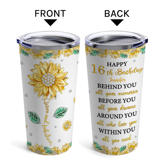 Sixteen And Fabulous - Personalized 16th BIrthday gift For 16 Year Old - Custom Tumbler - MyMindfulGifts
