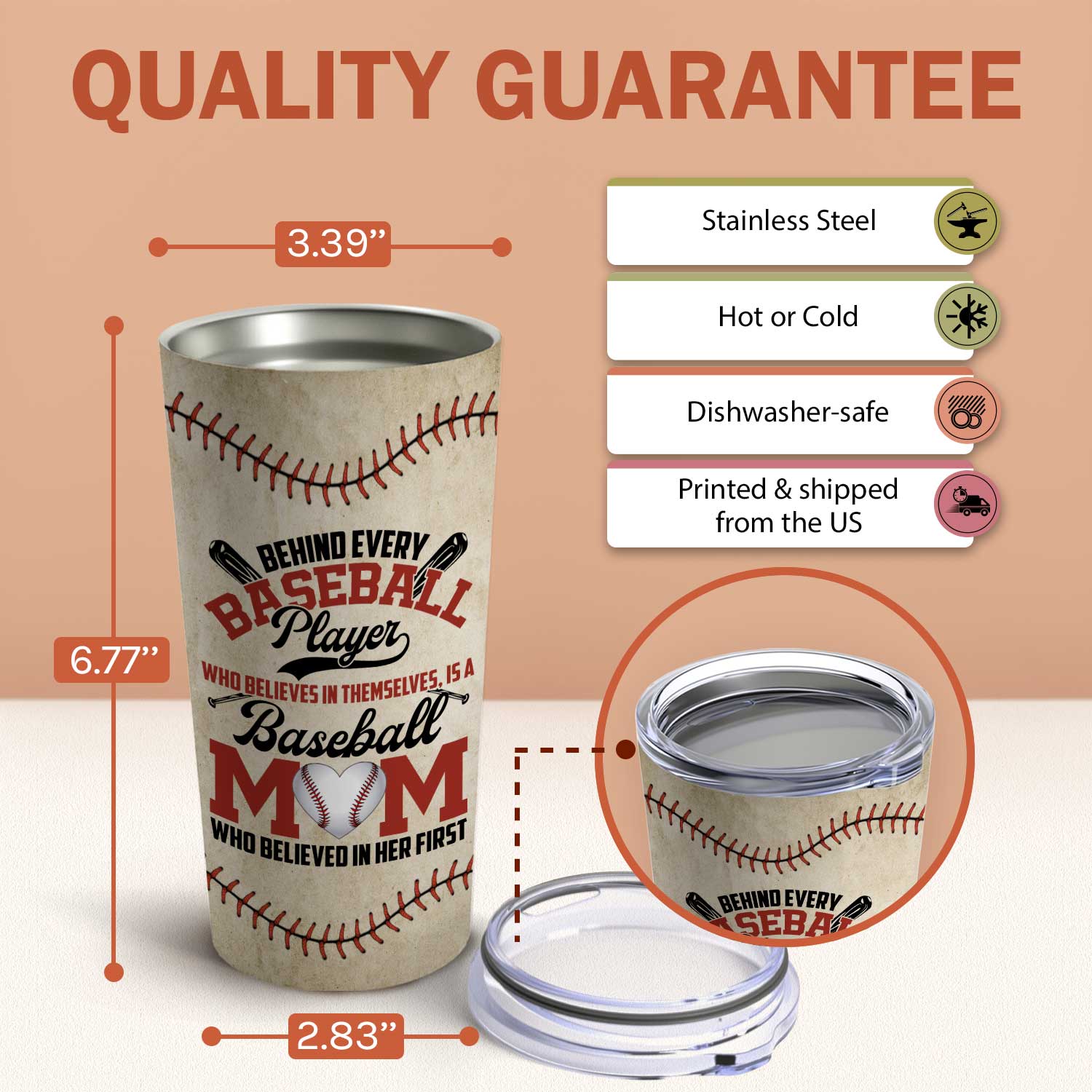 Behind Every Baseball Player - Personalized  gift For Baseball Mom - Custom Tumbler - MyMindfulGifts