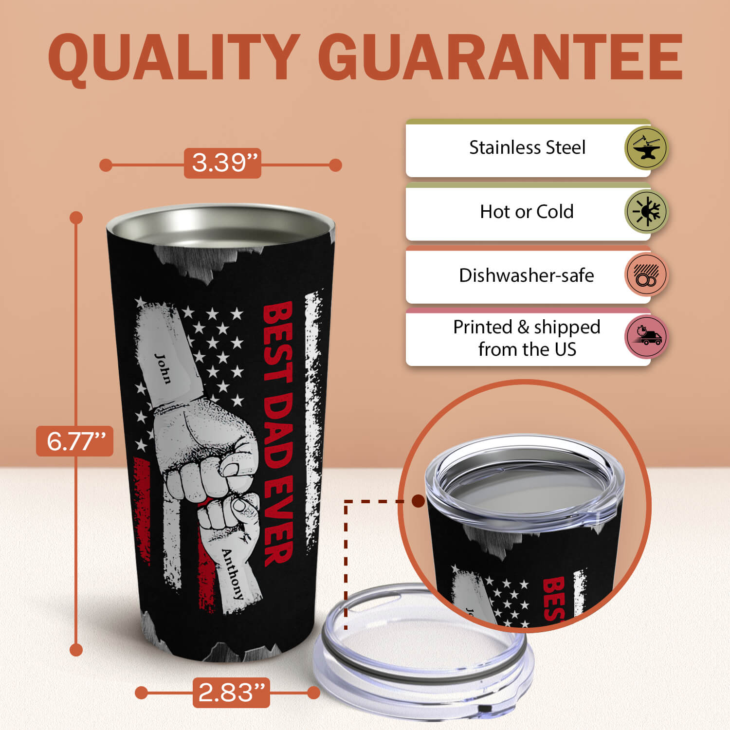 Best Dad Ever - Personalized  gift For Dad From Son - Custom Tumbler - MyMindfulGifts