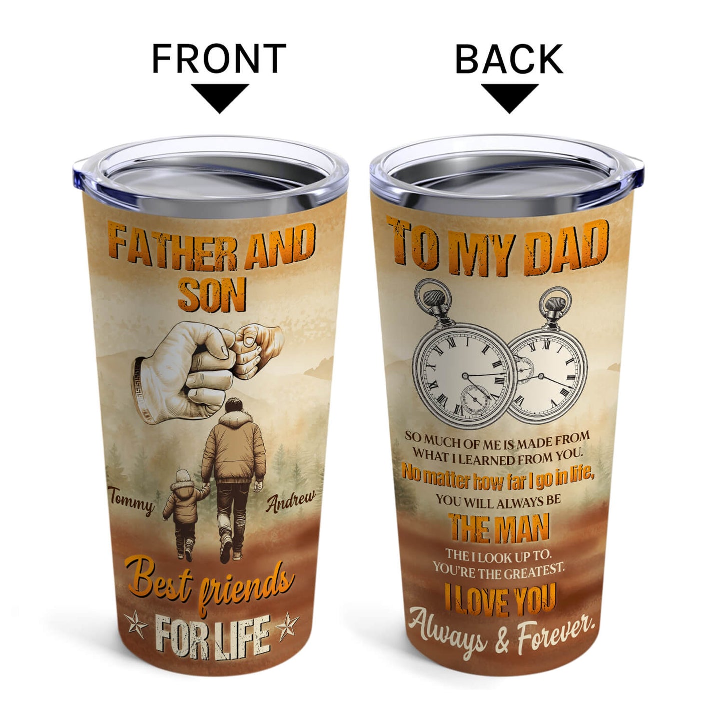 Father And Son Best Friends For Life - Personalized  gift For Dad From Son - Custom Tumbler - MyMindfulGifts