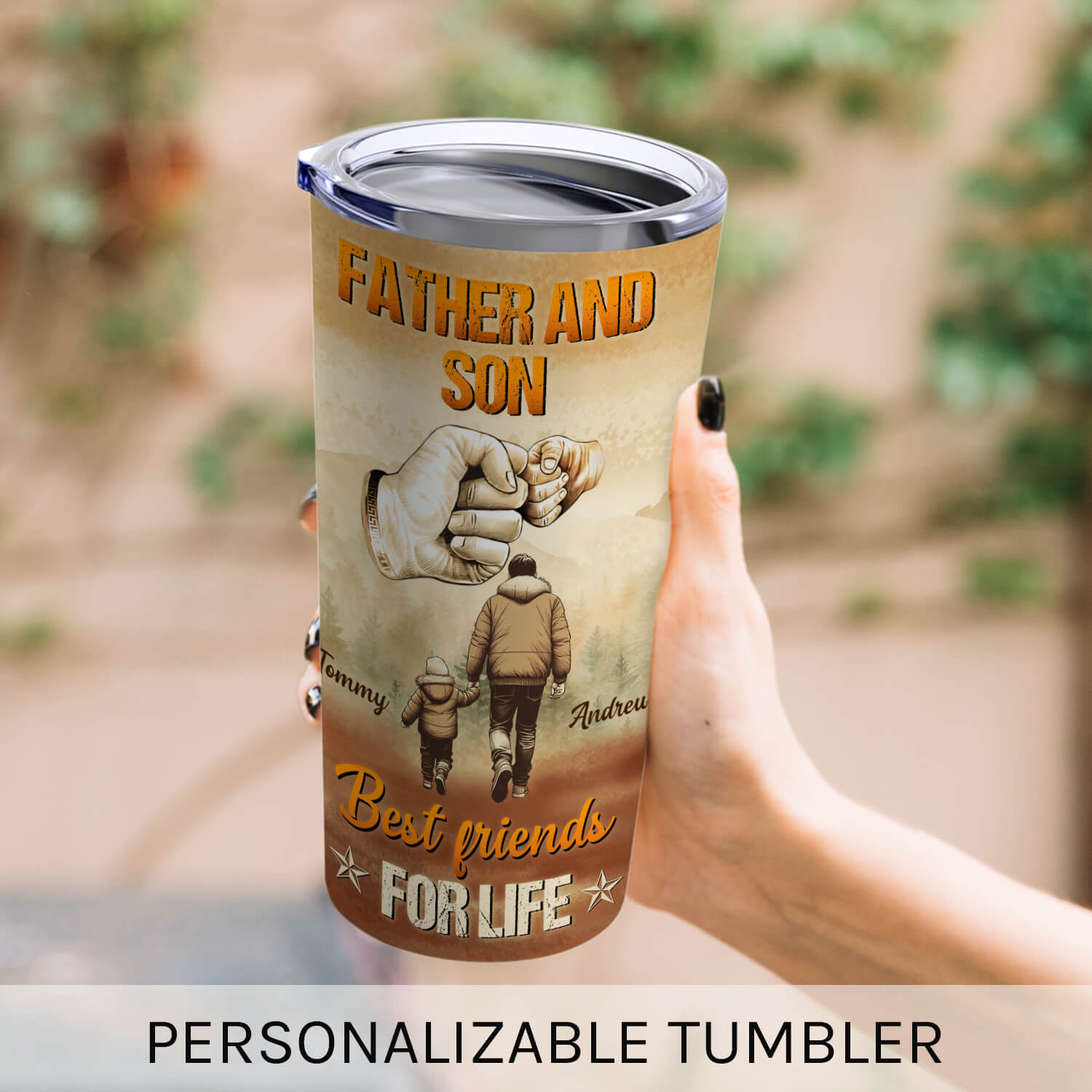 Father And Son Best Friends For Life - Personalized  gift For Dad From Son - Custom Tumbler - MyMindfulGifts
