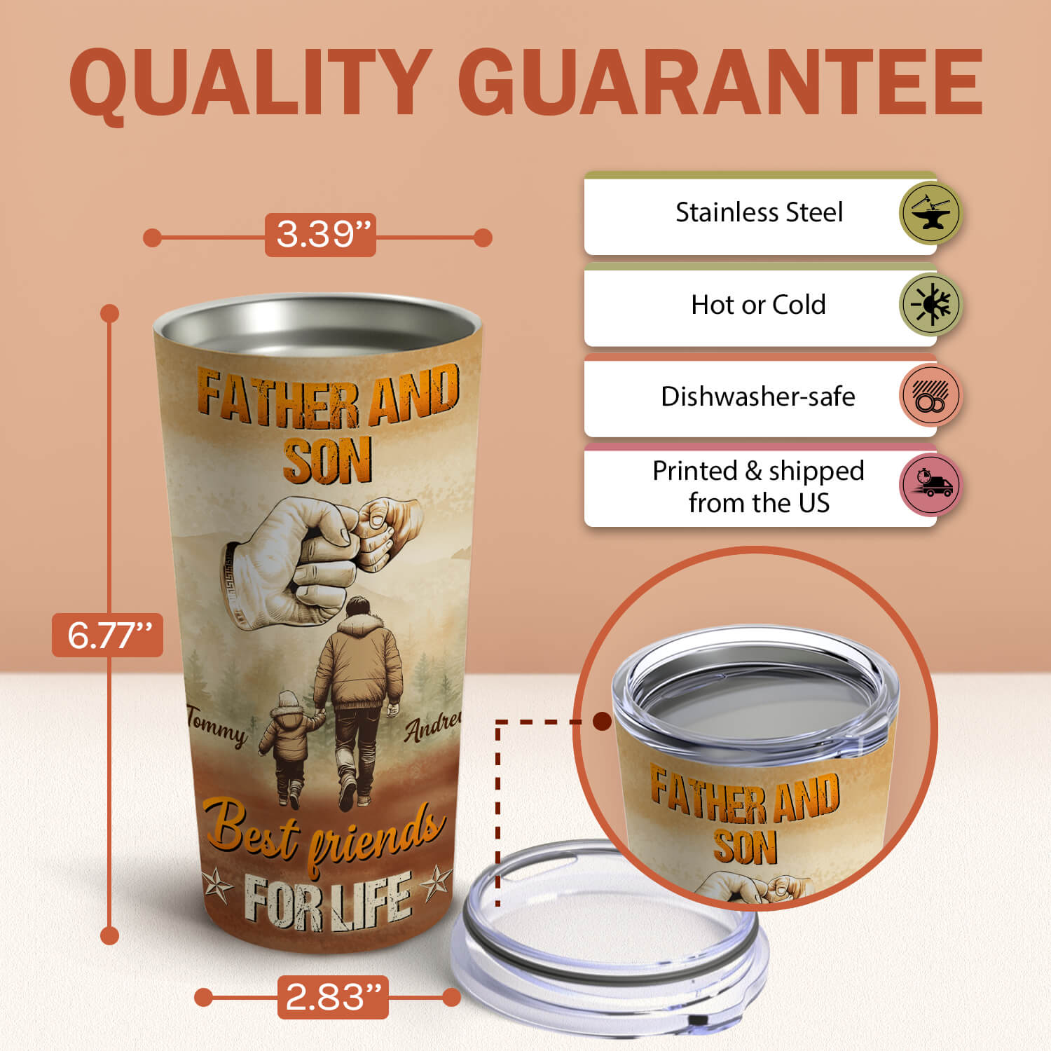 Father And Son Best Friends For Life - Personalized  gift For Dad From Son - Custom Tumbler - MyMindfulGifts