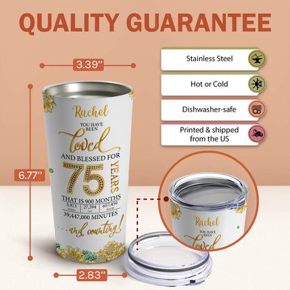 Seventy Five And Fabulous - Personalized 75th Birthday gift For 75 Year Old - Custom Tumbler - MyMindfulGifts