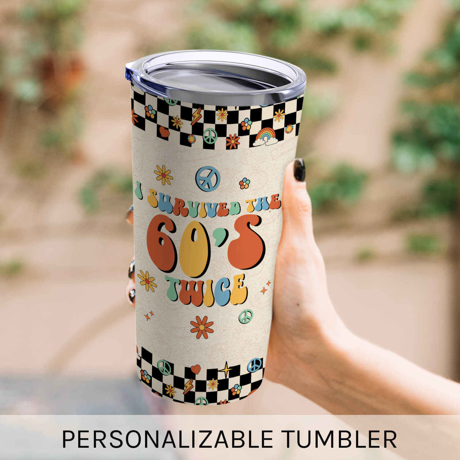 I Survived The 60's Twice - Personalized 70th Birthday gift 70 Year Old - Custom Tumbler - MyMindfulGifts