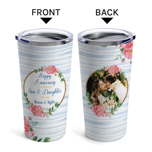 To A Special Son & Daughter In Law - Personalized Anniversary gift For Son & Daughter In Law - Custom Tumbler - MyMindfulGifts