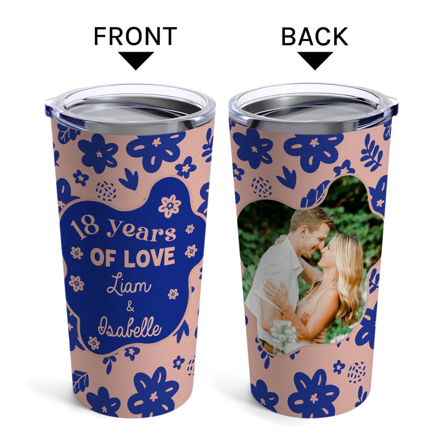 18 Years Of Love - Personalized 18 Year Anniversary gift For Parents, Husband or Wife - Custom Tumbler - MyMindfulGifts