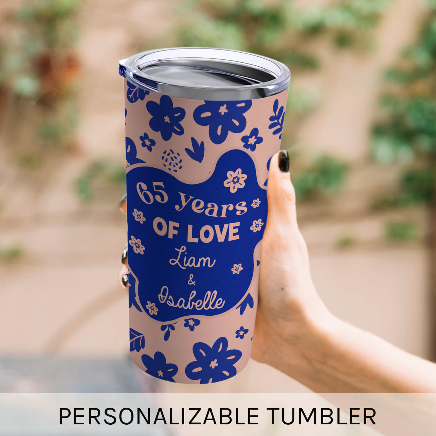 65 Years Of Love - Personalized 65 Year Anniversary gift For Husband or Wife - Custom Tumbler - MyMindfulGifts
