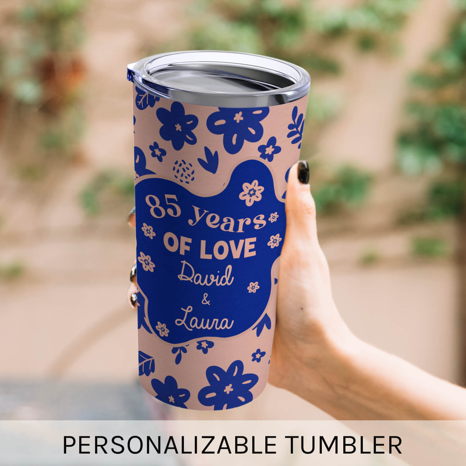 85 Years Of Love - Personalized 85 Year Anniversary gift For Parents, Grandparents or Friends - Custom Tumbler - MyMindfulGifts