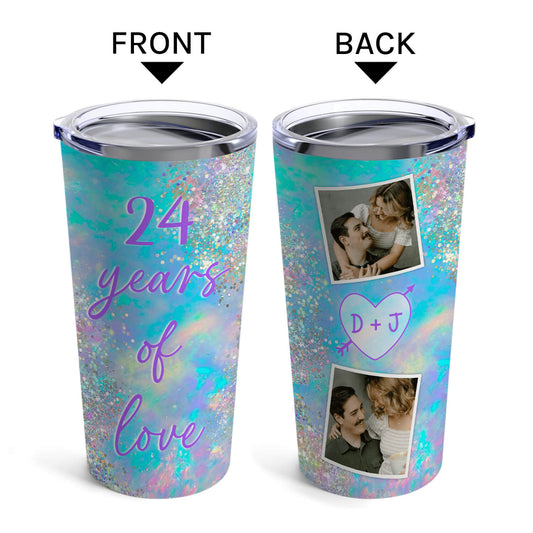 24 Years Of Love - Personalized 24 Year Anniversary gift For Parents, Husband or Wife - Custom Tumbler - MyMindfulGifts