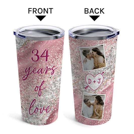 34 Years Of Love - Personalized 34 Year Anniversary gift For Parents, Husband or Wife - Custom Tumbler - MyMindfulGifts